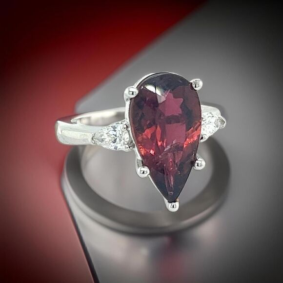 Natural Tourmaline Diamond Ring Size 7 14k WGold 4.8 TCW Certified $5,975 219121 - Picture 1 of 16